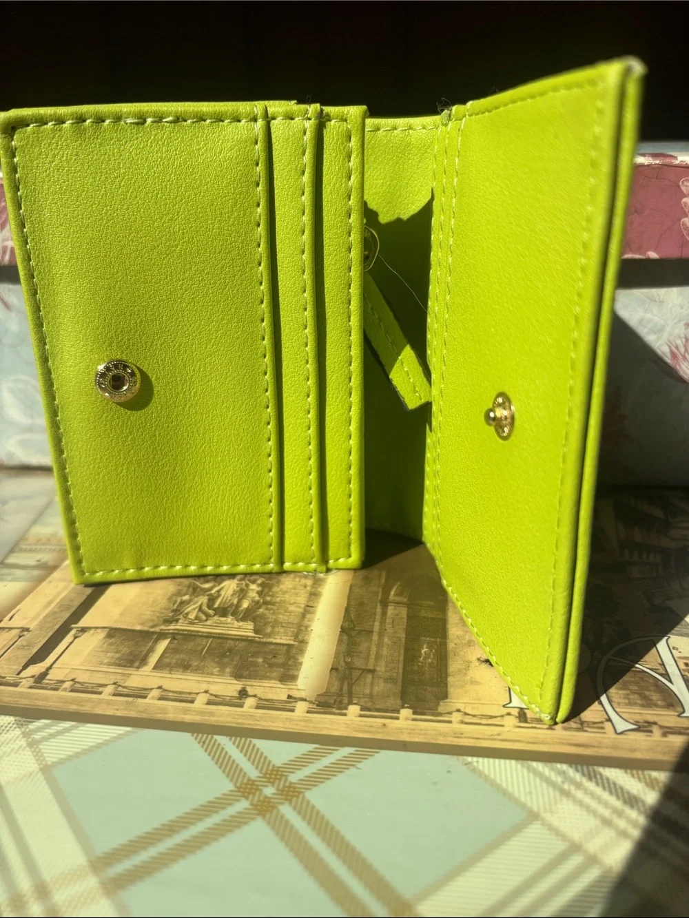 SM Embossed Lime Green Quilted Wallet NWOT